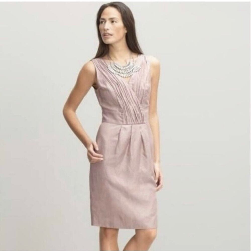 Banana Republic Womens 8 Linen Blend V Neckline Lined Sheath Dress NEW
